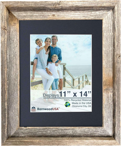 Rustic Signature Picture Frame with Mat Colors | White | Weathered Wood| Burlap | Cinder | Black