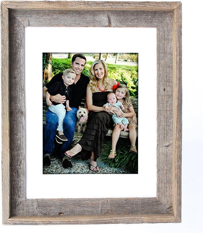 Rustic Signature Picture Frame with Mat Colors | White | Weathered Wood| Burlap | Cinder | Black