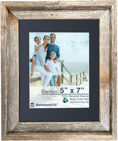 Rustic Signature Picture Frame with Mat Colors | White | Weathered Wood| Burlap | Cinder | Black