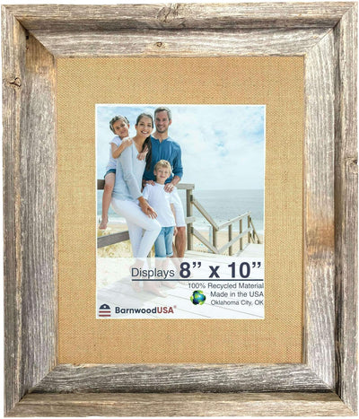 Rustic Signature Picture Frame with Mat Colors | White | Weathered Wood| Burlap | Cinder | Black