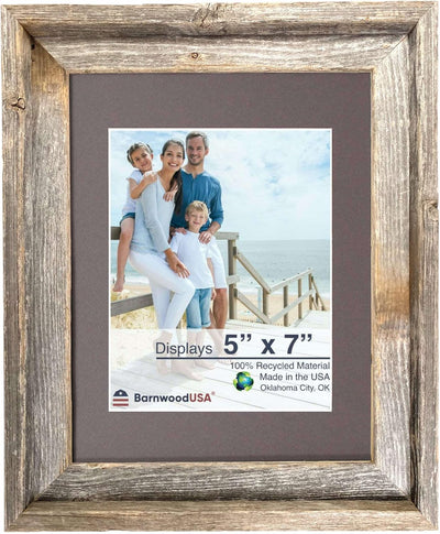 Rustic Signature Picture Frame with Mat Colors | White | Weathered Wood| Burlap | Cinder | Black