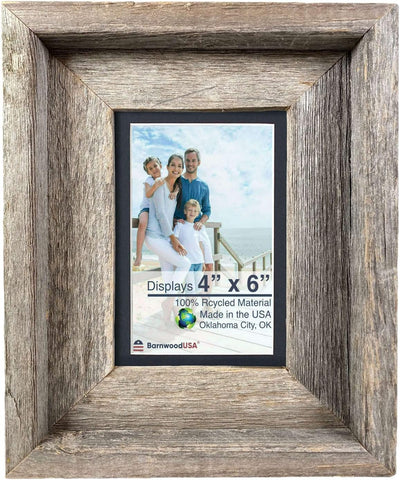 Rustic Signature Picture Frame with Mat Colors | White | Weathered Wood| Burlap | Cinder | Black