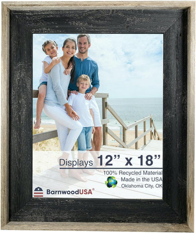 Rustic Farmhouse Artisan Picture Frame | Smoky Black With Weathered Gray