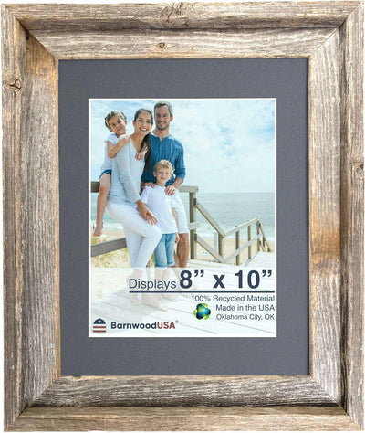 Rustic Signature Picture Frame with Mat Colors | White | Weathered Wood| Burlap | Cinder | Black