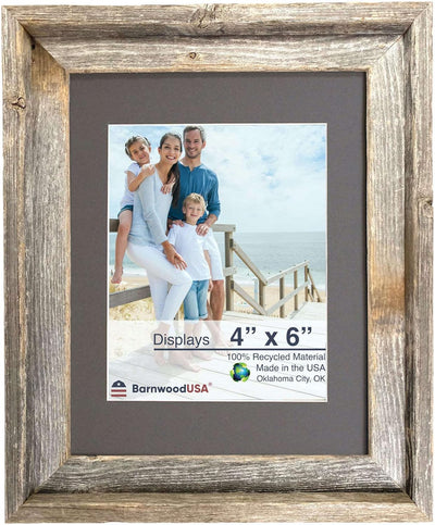 Rustic Signature Picture Frame with Mat Colors | White | Weathered Wood| Burlap | Cinder | Black