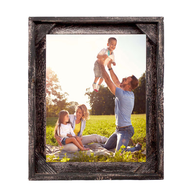 Rustic Farmhouse Signature Corner Block Picture Frame | Smoky Black