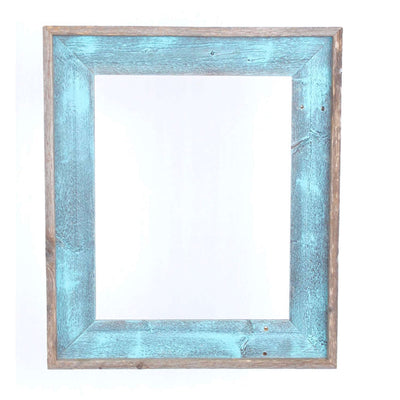 Rustic Farmhouse Open Artisan Picture Frame |  No Glass | No Backing | Robins Egg Blue With Weathered Gray