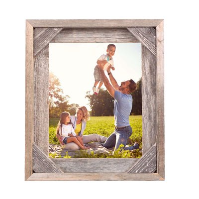 Rustic Farmhouse Signature Corner Block Picture Frame|  Weathered Gray