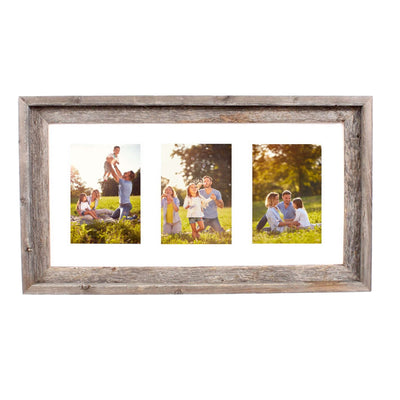 Rustic Signature Picture Frame with Multi Opening White Mat