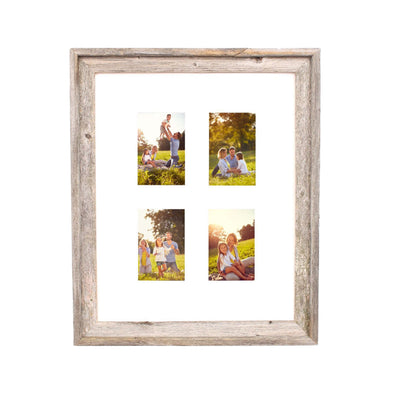 Rustic Signature Picture Frame with Multi Opening White Mat