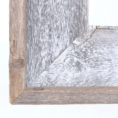 Rustic Farmhouse Open Artisan Picture Frame | No Glass | No Backing | White Wash With Weathered Gray