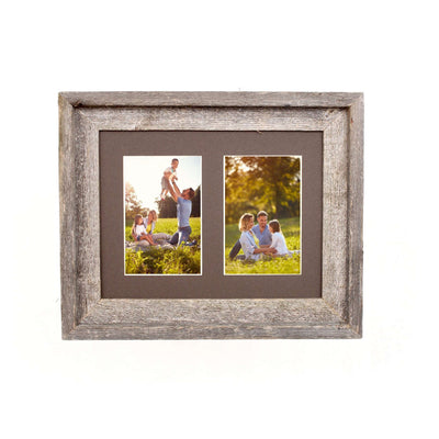 Rustic Signature Picture Frame with Multi Opening Weathered Wood Mat