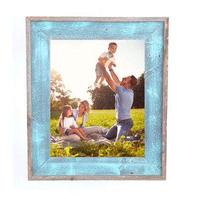 Rustic Farmhouse Artisan Picture Frame | Robins Egg Blue With Weathered Gray