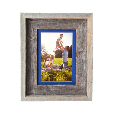 Rustic Signature Picture Frame with Bottle Blue Mat