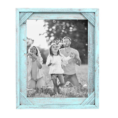 Rustic Farmhouse Signature Corner Block Picture Frame | Robins Egg Blue