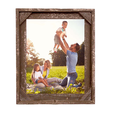 Rustic Farmhouse Signature Corner Block Picture Frame | Espresso