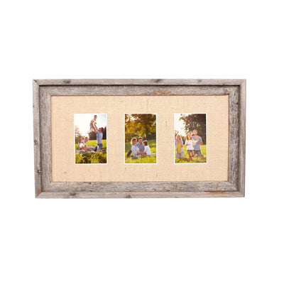 Rustic Signature Picture Frame with Multi Opening Burlap Mat