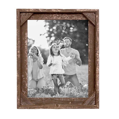 Rustic Farmhouse Signature Corner Block Picture Frame | Espresso