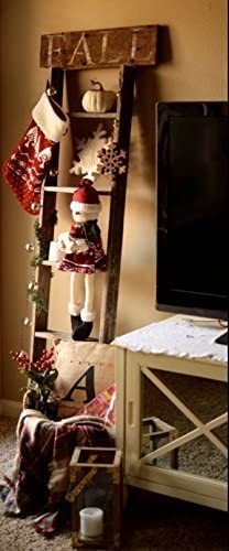 Sturdy wooden blanket ladder side look