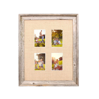 Rustic Signature Picture Frame with Multi Opening Burlap Mat