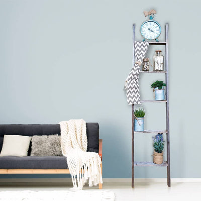 Sturdy wooden blanket ladder side look