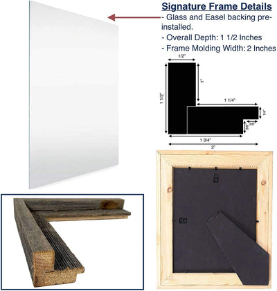 Wooden picture frame back view and side close view