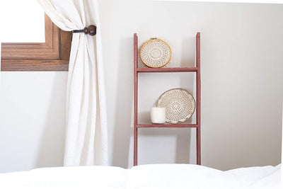 Sturdy wooden blanket ladder side look