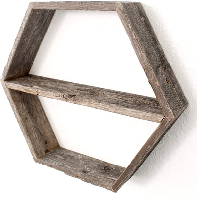 BarnwoodUSA Rustic Wood Hexagon Shelf Side View